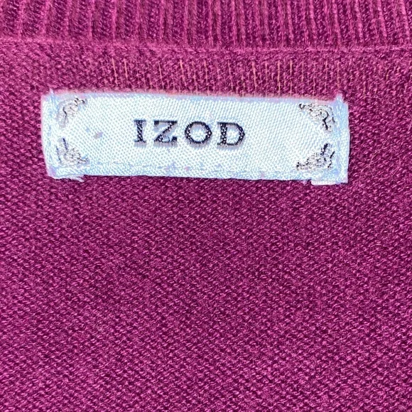 Izod V-Neck Argyle Sweater - Purple and Brown - Picture 2 of 9